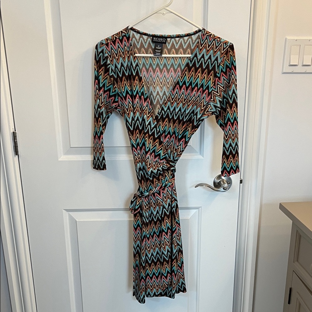 Soho Multicolor Chevron Long Sleeve Dress